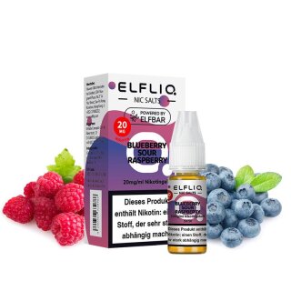 ELFBAR - ELFLIQ - BLUEBERRY SOUR RASPBERRY Nikotinsalzliquid 10ml mit Steuerzeichen 10mg