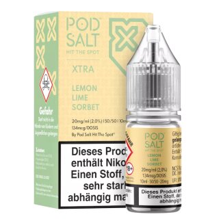 POD SALT X - Lemon, Lime, Sorbet Nikotinsalz Liquid 10 ml mit Steuerzeichen